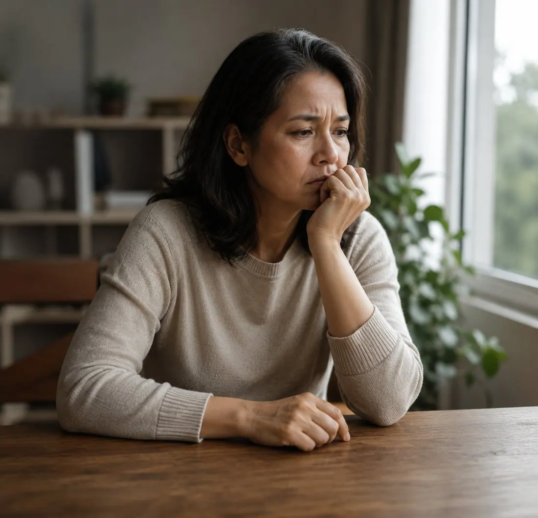 A worried woman waits for news about a detained family member